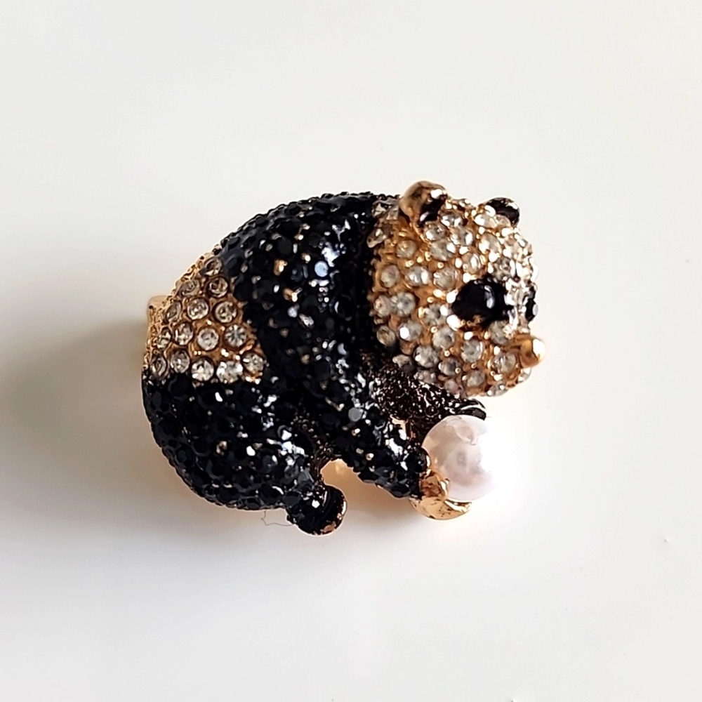Playful Panda Brooch Loaded with simulated Diamonds